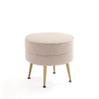 Manhattan Comfort Bailey Ottoman in Oatmeal with Solid Wood Base & Gold Feet