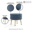 Manhattan Comfort Bailey Ottoman in Blue with Solid Wood Base & Gold Feet