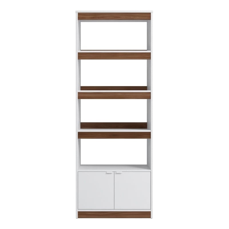 Manhattan Comfort Ratzer Bookcase from Engineered Wood in White and Brown