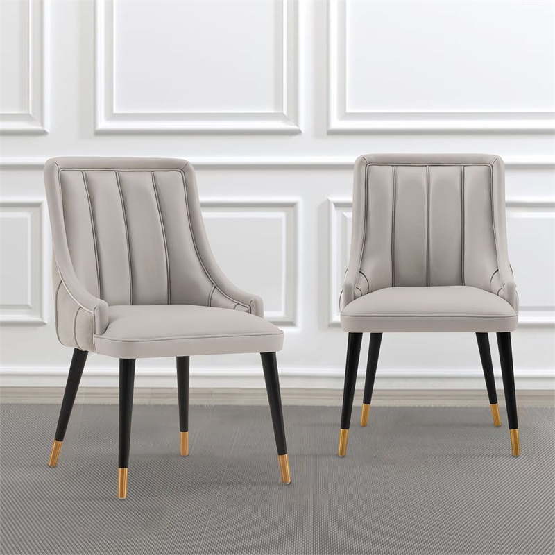 Manhattan Comfort Eda Dining Chair from Solid Wood in Gray - Set of 2