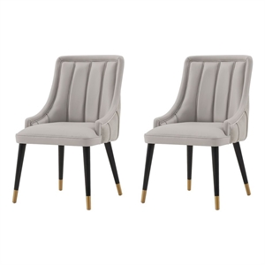 Manhattan Comfort Eda Dining Chair from Solid Wood in Gray - Set of 2