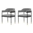 Manhattan Comfort Lia Dining Armchair with Metal Frame in Gray - Set of 2