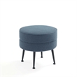 Manhattan Comfort Bailey Ottoman in Blue with Solid Wood Base and Black Feet