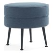 Manhattan Comfort Bailey Ottoman in Blue with Solid Wood Base and Black Feet