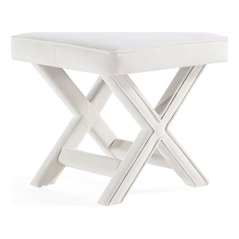 Manhattan Comfort Abigail Single Ottoman Bench with Solid Wood Frame in Cream