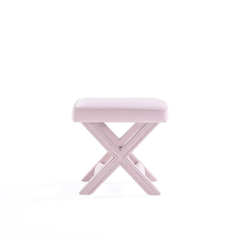Manhattan Comfort Abigail Single Ottoman Bench with Solid Wood Frame in Pink