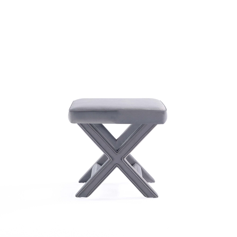 Manhattan Comfort Abigail Single Ottoman Bench with Solid Wood Frame in Gray