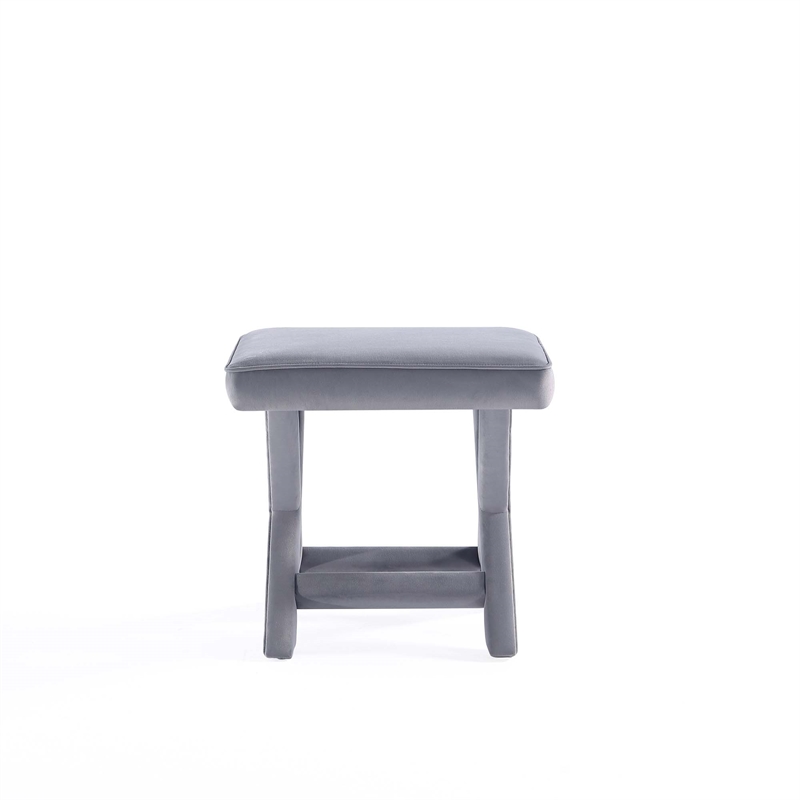 Manhattan Comfort Abigail Single Ottoman Bench with Solid Wood Frame in Gray