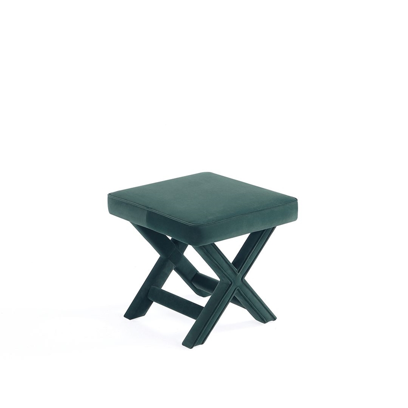 Manhattan Comfort Abigail Single Ottoman Bench with Solid Wood Frame in Green