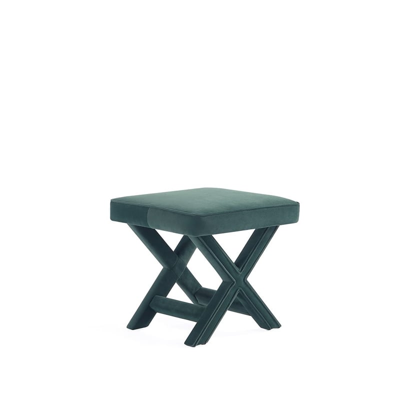 Manhattan Comfort Abigail Single Ottoman Bench with Solid Wood Frame in Green