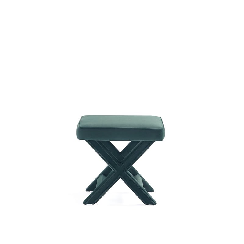 Manhattan Comfort Abigail Single Ottoman Bench with Solid Wood Frame in Green