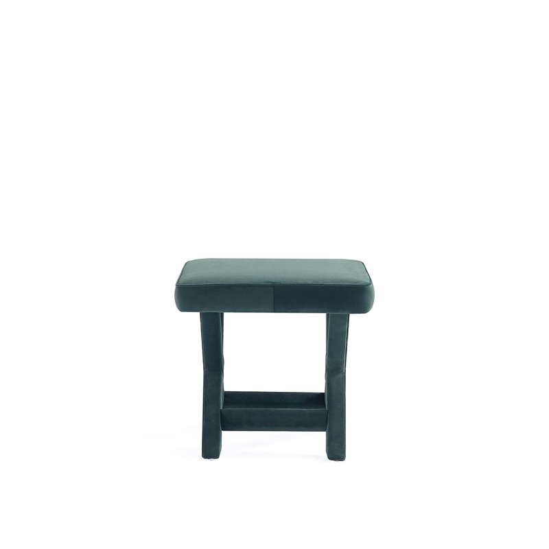 Manhattan Comfort Abigail Single Ottoman Bench with Solid Wood Frame in Green