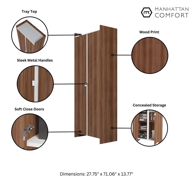 Manhattan Comfort Ratzer Storage Cabinet from Engineered Wood in Brown and White