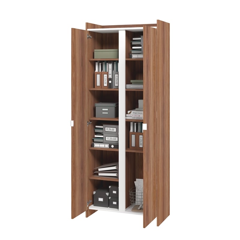 Manhattan Comfort Ratzer Storage Cabinet from Engineered Wood in Brown and White
