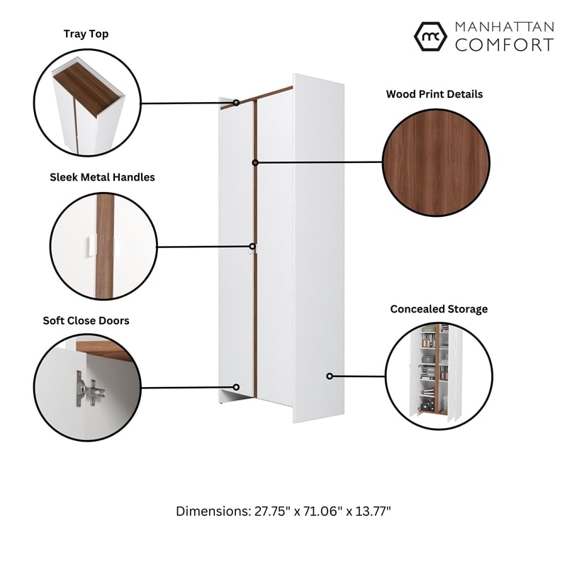 Manhattan Comfort Ratzer Storage Cabinet from Engineered Wood in White and Brown