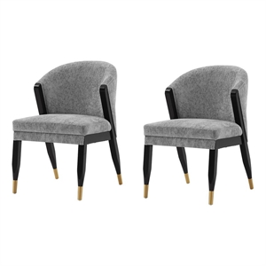 Manhattan Comfort Ola Dining Chair with Solid Wood Frame in Gray  - Set of 2