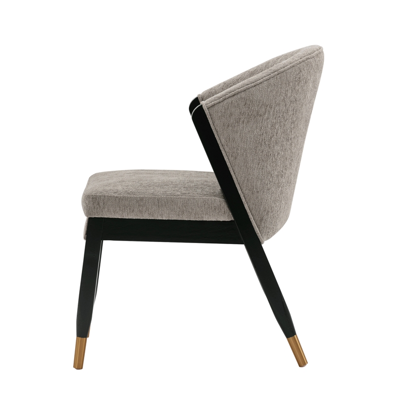 Manhattan Comfort Ola Dining Chair with Solid Wood Frame in Stone  - Set of 2
