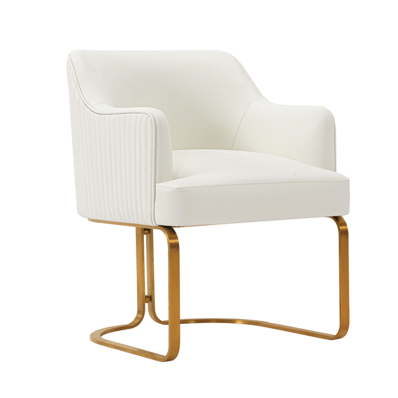 Manhattan Comfort Raya Dining Armchair with Solid Wood Frame in Cream- Set of 2
