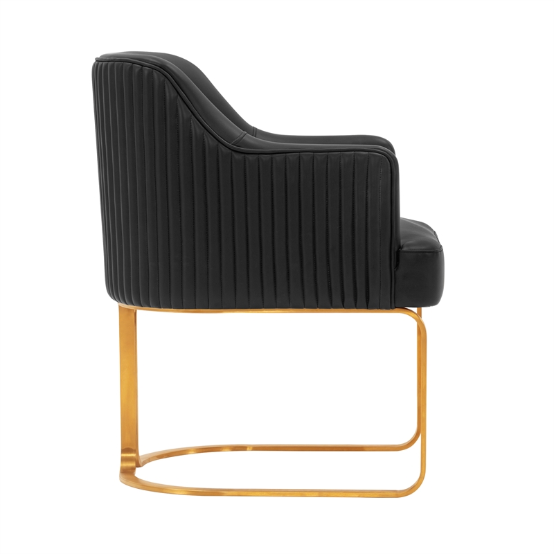 Manhattan Comfort Raya Dining Armchair with Solid Wood Frame in Black- Set of 2