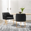 Manhattan Comfort Raya Dining Armchair with Solid Wood Frame in Black- Set of 2