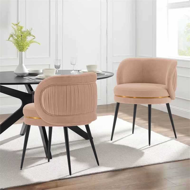 Manhattan Comfort Kaya Dining Chair with Solid Wood Frame in Cream - Set of 2