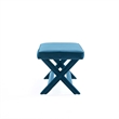Manhattan Comfort Abigail Double Ottoman Bench with Solid Wood Frame in Blue