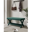 Manhattan Comfort Abigail Double Ottoman Bench with Solid Wood Frame in Green