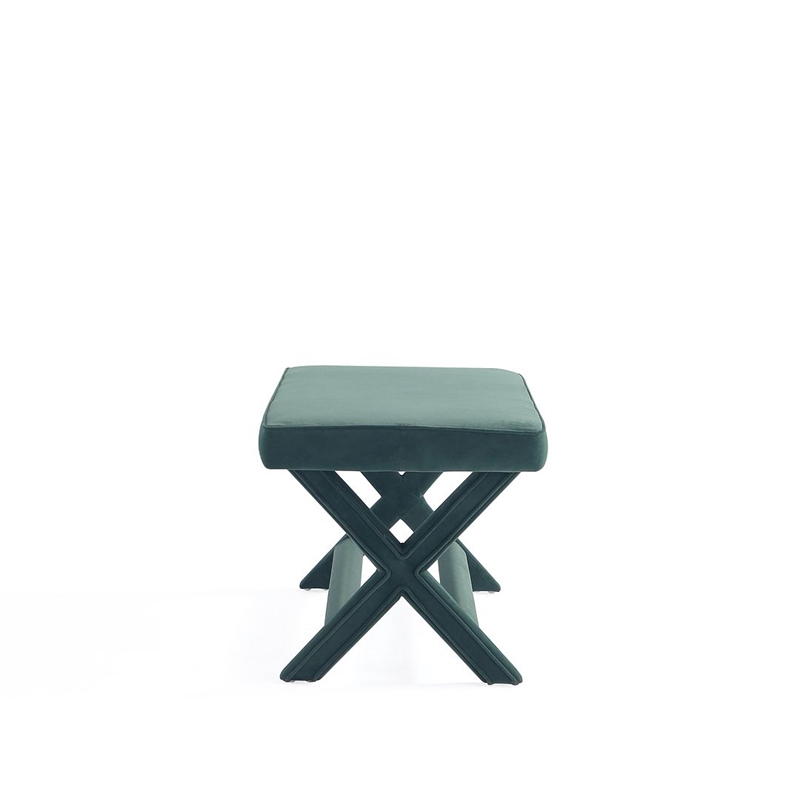 Manhattan Comfort Abigail Double Ottoman Bench with Solid Wood Frame in Green