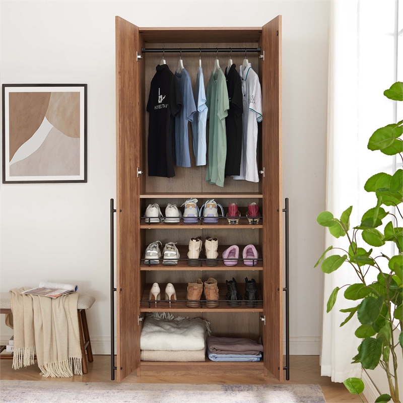 Manhattan Comfort Lee Wardrobe Closet 3.0 from Engineered Wood in Golden Brown