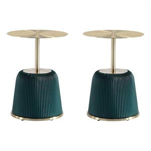 Manhattan Comfort Anderson End Table 1.0 with Steel Frame in Green - Set of 2