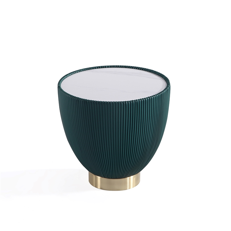 Manhattan Comfort Anderson End Table 2.0 with Steel Frame in Green - Set of 2