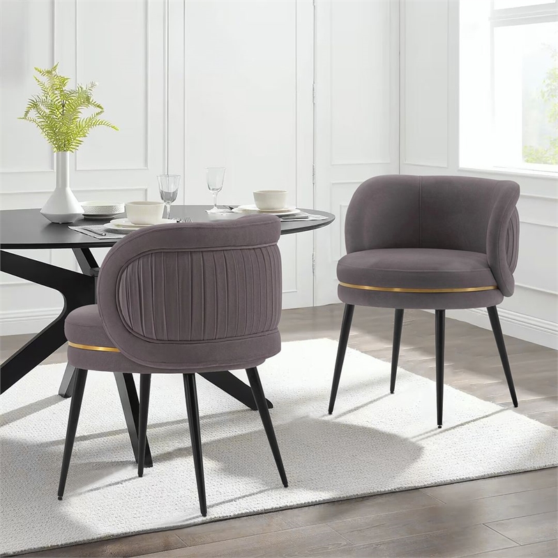 Manhattan Comfort Kaya Solid Wood Base Dining Chair in Gray - Set of 2