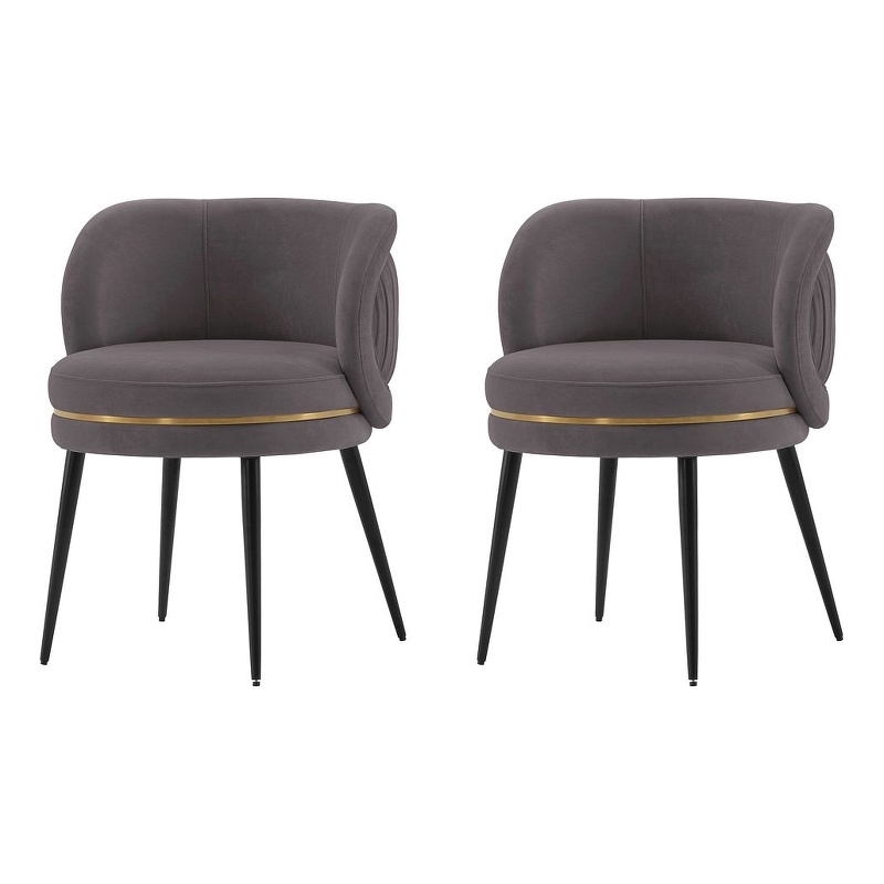 Manhattan Comfort Kaya Solid Wood Base Dining Chair in Gray - Set of 2