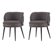Manhattan Comfort Kaya Solid Wood Base Dining Chair in Gray - Set of 2
