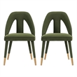 Manhattan Comfort Neda Solid Wood Base Dining Chair in Olive Green - Set of 2