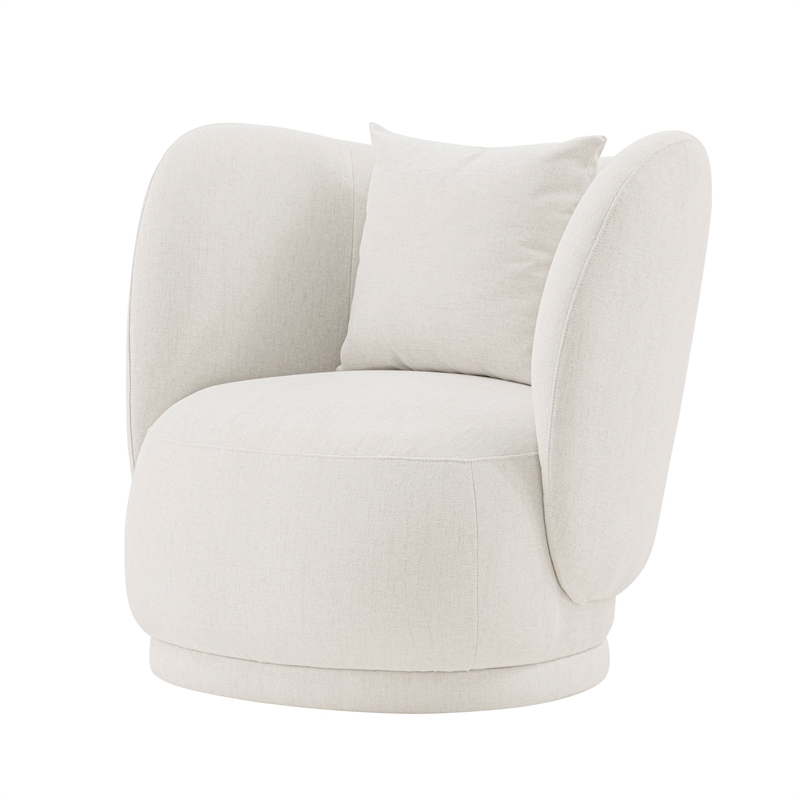 Manhattan Comfort Siri Accent Chair with Solid Wood Frame in Cream - Set of 2