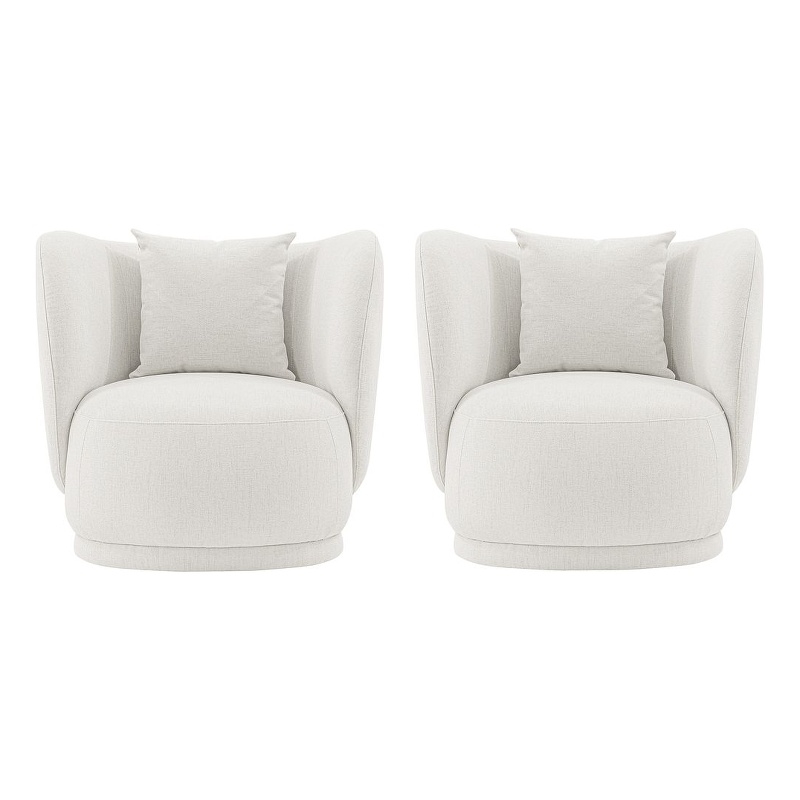 Manhattan Comfort Siri Accent Chair with Solid Wood Frame in Cream - Set of 2
