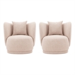 Manhattan Comfort Siri Accent Chair with Solid Wood Frame in Wheat - Set of 2