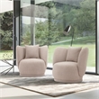 Manhattan Comfort Siri Accent Chair with Solid Wood Frame in Wheat - Set of 2