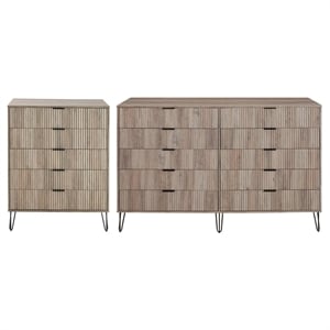 2-Piece DUMBO 5-Drawer Tall Dresser & 10-Drawer Double Tall Dresser in Gray