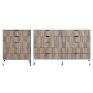 2-Piece DUMBO 5-Drawer Tall Dresser & 10-Drawer Double Tall Dresser - Light Gray