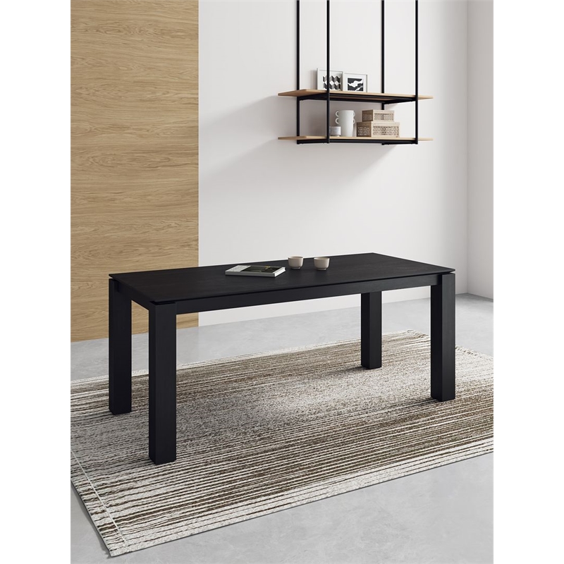 Manhattan Comfort Rockaway 70.86 Solid Wood Dining Table in Black