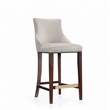 Manhattan Comfort Shubert Barstool with Solid Wood Frame in Light Gray- Set of 2