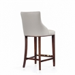 Manhattan Comfort Shubert Barstool with Solid Wood Frame in Light Gray- Set of 2