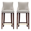 Manhattan Comfort Shubert Barstool with Solid Wood Frame in Light Gray- Set of 2