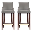 Manhattan Comfort Shubert Barstool with Solid Wood Frame in Dark Taupe- Set of 2