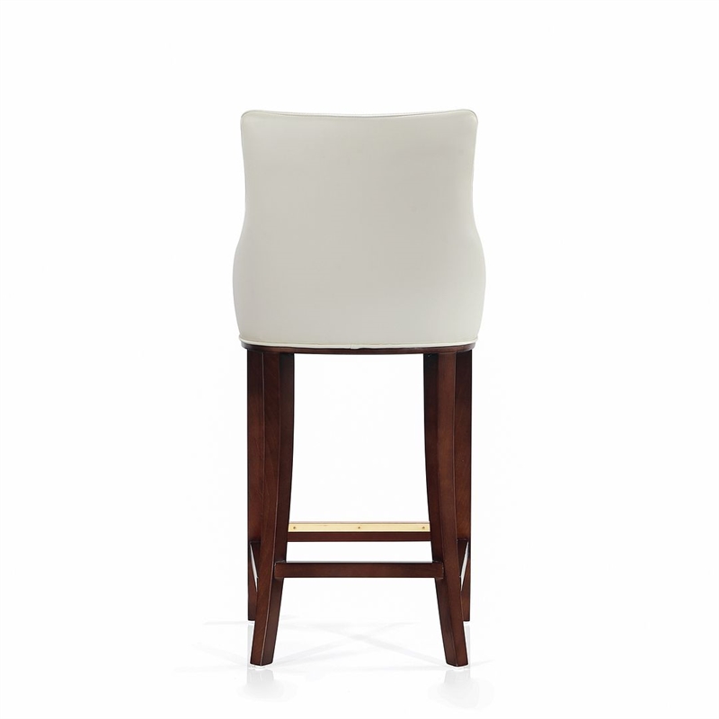 Manhattan Comfort Shubert Barstool with Solid Wood Frame in Ivory- Set of 2