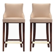 Manhattan Comfort Shubert Barstool with Solid Wood Frame in Tan- Set of 2