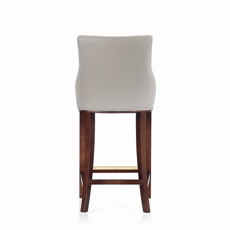 Manhattan Comfort Shubert Barstool with Solid Wood Frame in Light Gray- Set of 3