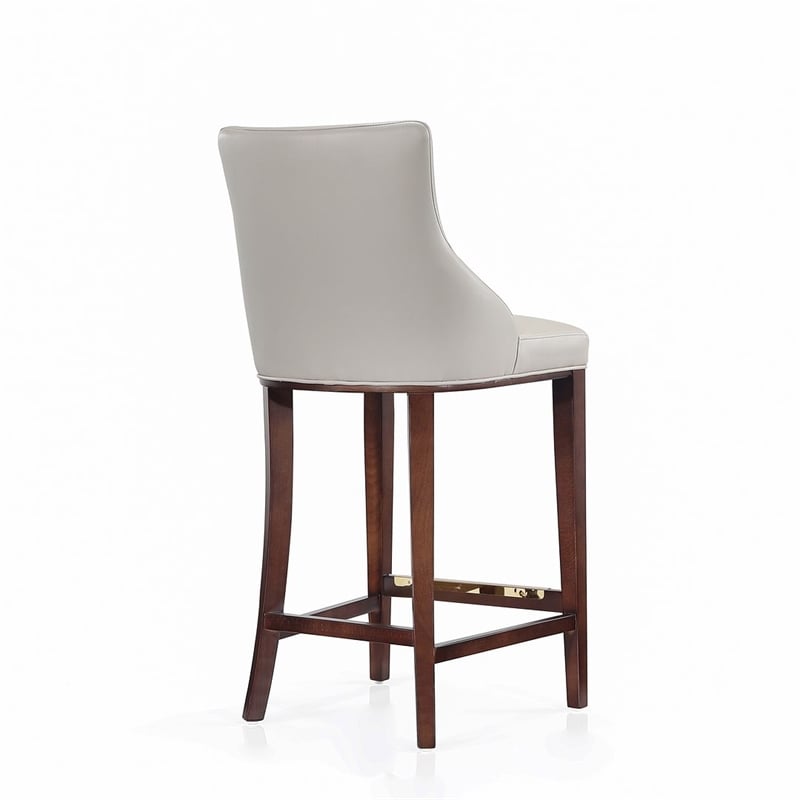 Manhattan Comfort Shubert Barstool with Solid Wood Frame in Light Gray- Set of 3